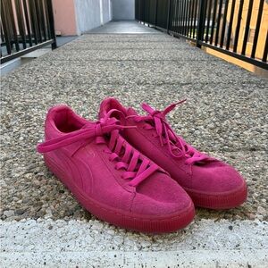 Magenta Suede Puma Sneakers - Low Top Casual Shoes